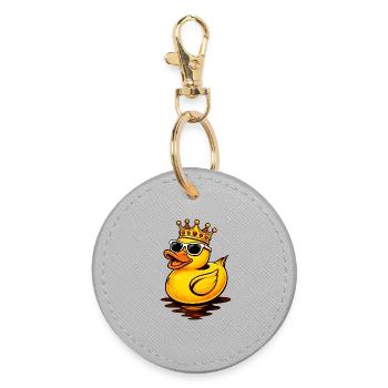 Canard en caoutchouc sympa avec couronne et lunettes de soleil - Porte-clés rond - bruyère - Devant