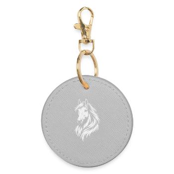 Elegantes Pferd im Tribal Line Art Stil - Runder Schlüsselanhänger - Grau - Vorne