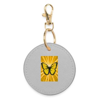 Schmetterling - Runder Schlüsselanhänger - Grau - Vorne