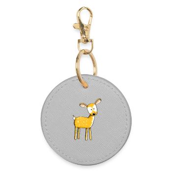 Cute fawn - deer - deer - reindeer - deer - comic - Round Keyring - grey - Front