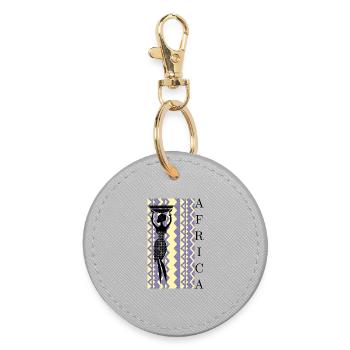 Silhouette africaine avec panier - Porte-clés rond - bruyère - Devant