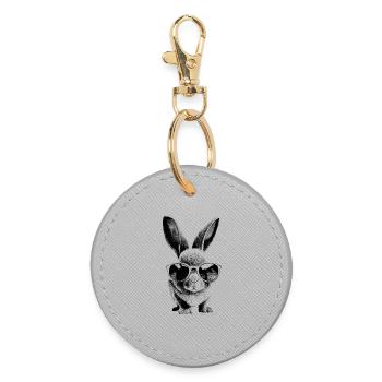 Bunny Hero with Sunglasses - Round Keyring - grey - Front