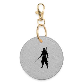 Double-armed ninja battle stance - Round Keyring - grey - Front