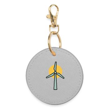 Windrad | Erneuerbare Energien Statement - Runder Schlüsselanhänger - Grau - Vorne