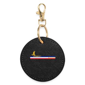 Blue White Red Balance Design with Stars - Round Keyring - black - Front