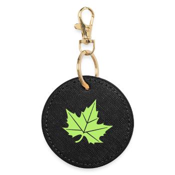 Plane Tree Leaf Design - Round Keyring - black - Front
