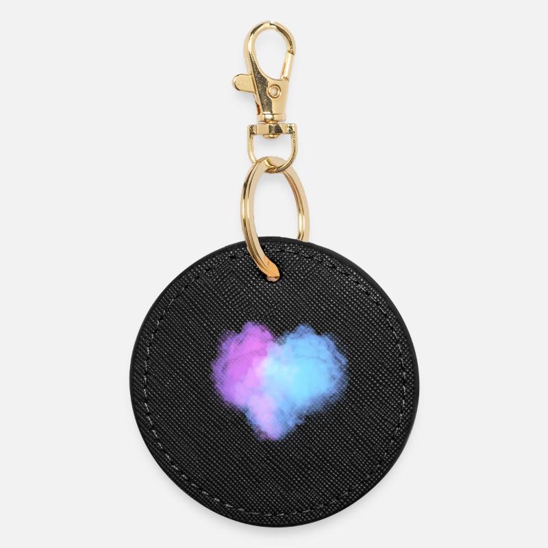 Nuages en forme de cœur - Porte-clés rond - noir