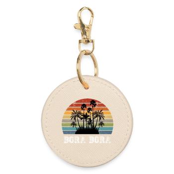 Bora Bora design vintage avec palmiers / cadeau - Porte-clés rond - huître - Devant
