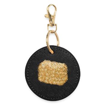 une balle de paille aux couleurs dorées chatoyantes - Porte-clés rond - noir - Devant