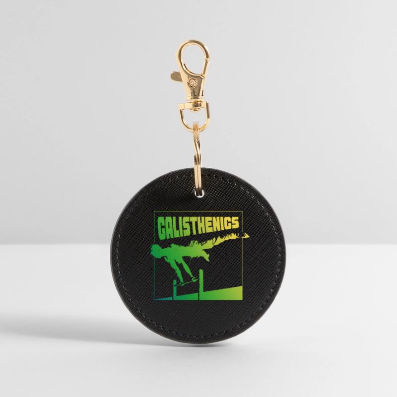 Calisthenics Gradient Pose Square Design Round Keyring
