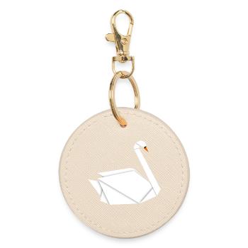Elegant Origami Swan : T-shirt artistique - Porte-clés rond - huître - Devant