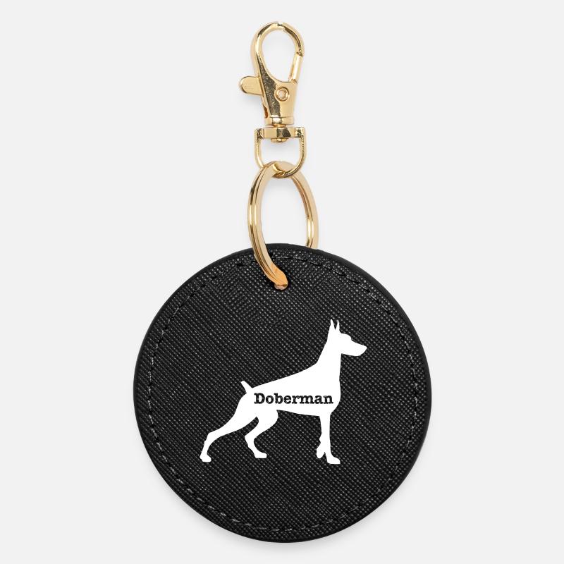 Doberman - Porte-clés rond - noir