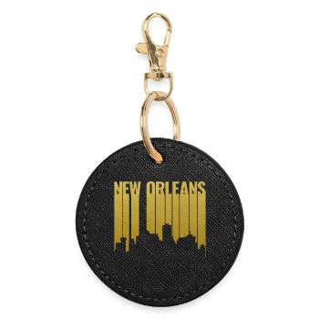 Golden New Orleans Skyline - Round Keyring - black - Front