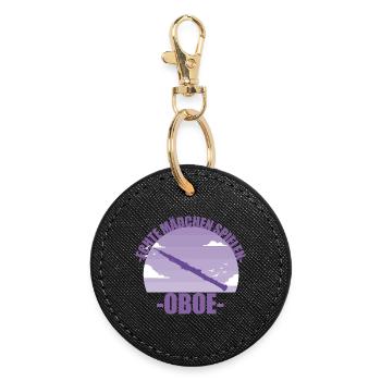 Oboe Musikerin Instrument Mädchen Geschenk - Runder Schlüsselanhänger - Schwarz - Vorne