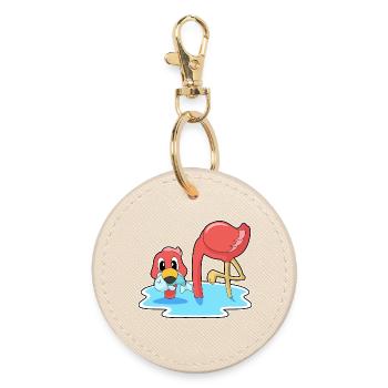 Flamingo Fisch - Runder Schlüsselanhänger - Auster - Vorne