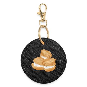 Illustration de trois choux à la crème fourrés - Porte-clés rond - noir - Devant