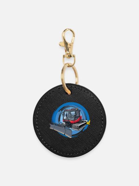 Snow groomer, snow cater, snow cat - Round Keyring - black