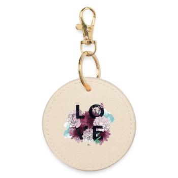 Love and Flowers in Pink - Round Keyring - oyster - Front