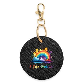 I Like Rainbows - Round Keyring - black - Front
