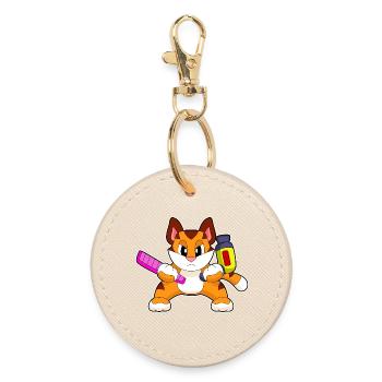 Tiger Hairdresser Comb Hair Dryer - Round Keyring - oyster - Front