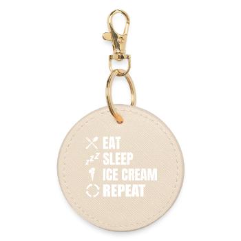 Eat Sleep Ice Cream Repeat - Runder Schlüsselanhänger - Auster - Vorne