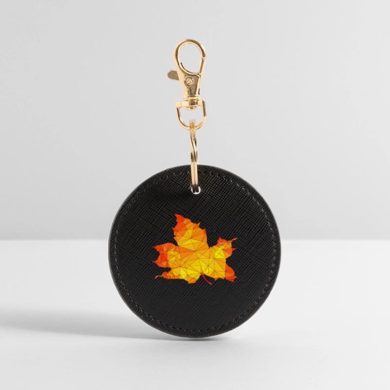 Polygonal Autumn Maple Tree Leaf Poly Art Round Keyring