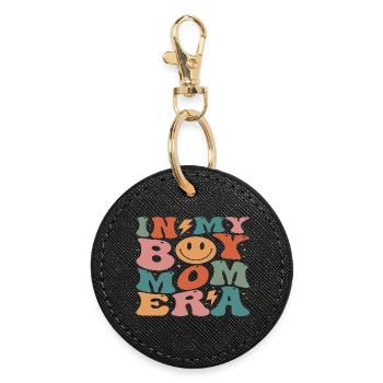 Colorful Design with Vintage Smile and Symbols - Round Keyring - black - Front