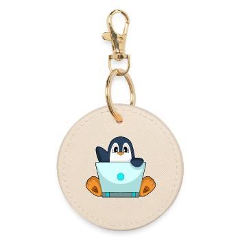 Ordinateur portable Penguin - Porte-clés rond - huître - Devant