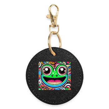 Frog Pop Art - Round Keyring - black - Front