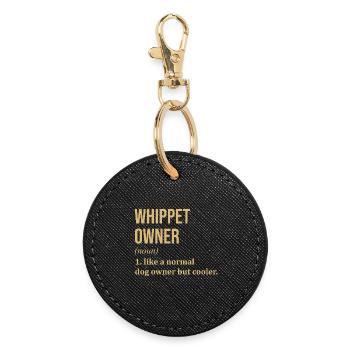 whippet - Runder Schlüsselanhänger - Schwarz - Vorne
