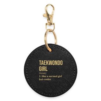 Taekwondo - Runder Schlüsselanhänger - Schwarz - Vorne