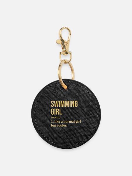 Schwimmen Schwimmen Schwimmen Schwimmen - Runder Schlüsselanhänger - Schwarz