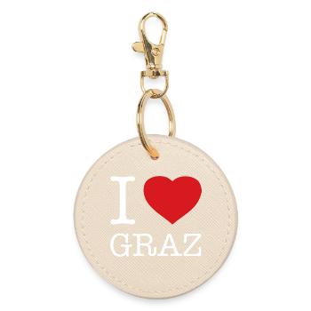 I LOVE GRAZ Austria Österreich - Round Keyring - oyster - Front