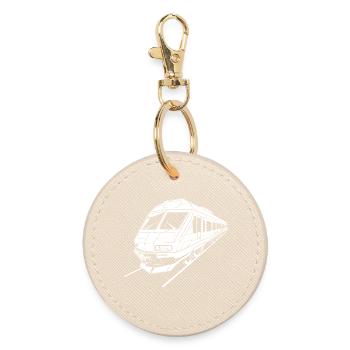 Train Drawing - Round Keyring - oyster - Front