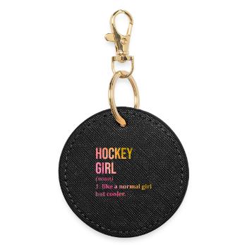 Hockey - Runder Schlüsselanhänger - Schwarz - Vorne