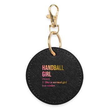 Handball - Runder Schlüsselanhänger - Schwarz - Vorne