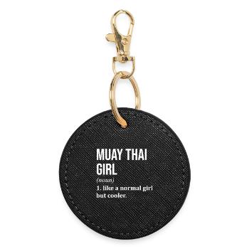 Muay Thai - Runder Schlüsselanhänger - Schwarz - Vorne