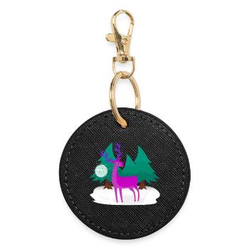 Christmas deer - Round Keyring - black - Front