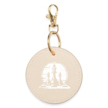Chess Pieces Graphics - Round Keyring - oyster - Front