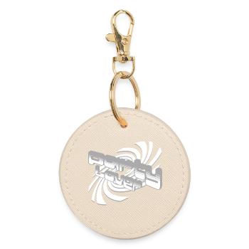 3D Sound Waves Font Design - Round Keyring - oyster - Front