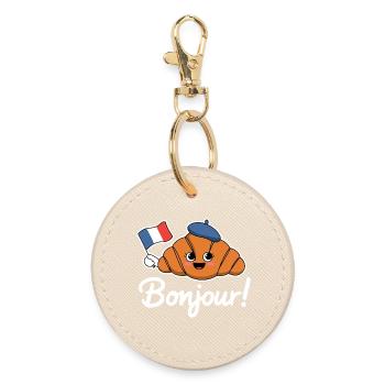 Bonjour Croissant - Runder Schlüsselanhänger - Auster - Vorne