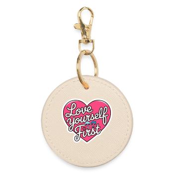 love yourself first Galentine's Day 2026 - Round Keyring - oyster - Front