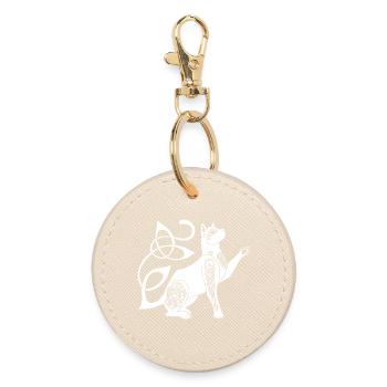 Chat blanc celte - Porte-clés rond - huître - Devant