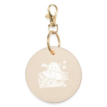 Surfer Girl Cartoon - Round Keyring - oyster - Front