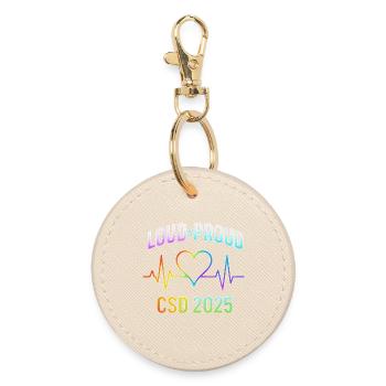 LGBTQ Pride 2025 Herzbeat Design - Runder Schlüsselanhänger - Auster - Vorne