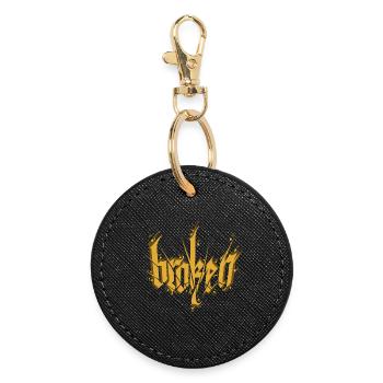 Calligraphie brisée Lettrage foncé - Porte-clés rond - noir - Devant