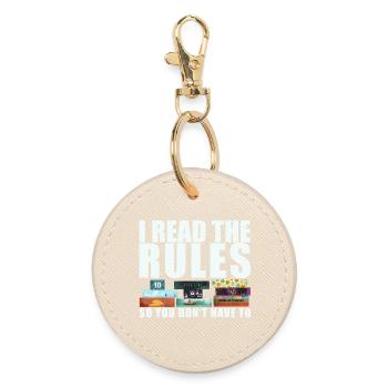 Board Games Funny Saying - Rules Read - Round Keyring - oyster - Front