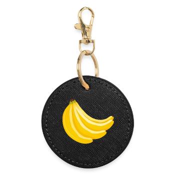 Vier gelbe Bananen im Bund für Fans von Food-Art - Runder Schlüsselanhänger - Schwarz - Vorne