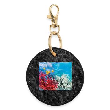 Vibrant coral reef marine life - Round Keyring - black - Front