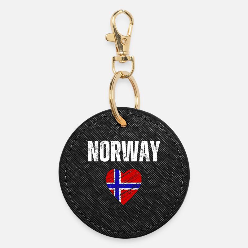 J’aime la Norvège, drapeau de la Norvège - Porte-clés rond - noir
